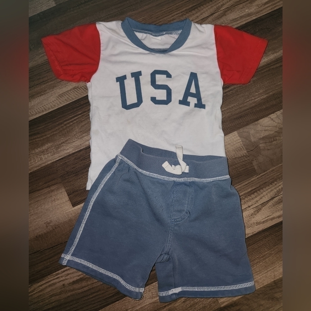 AMERICA Short Set Gymboree Shorts USA Shirt. 24mo-2t Perfect For 4th Read Below.